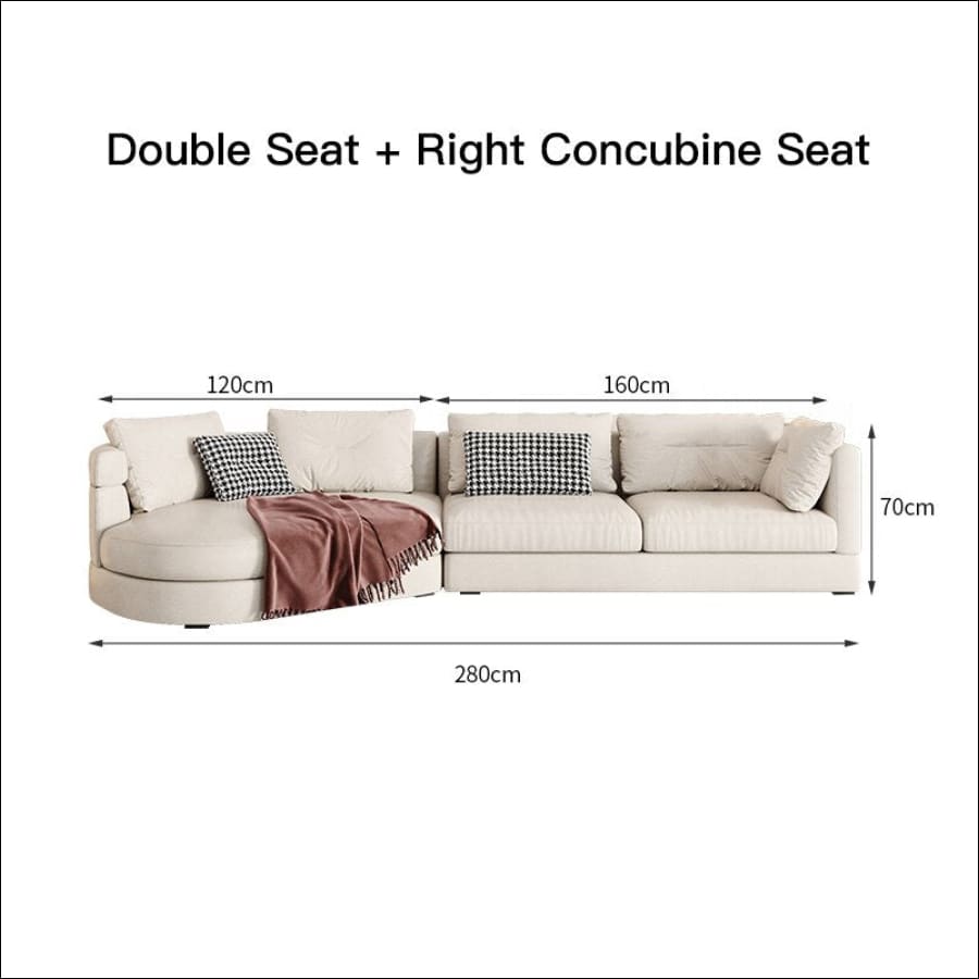 Cream Colored Curved Corner L-Shape Couch - hasugem - large couch - curved couch - united states