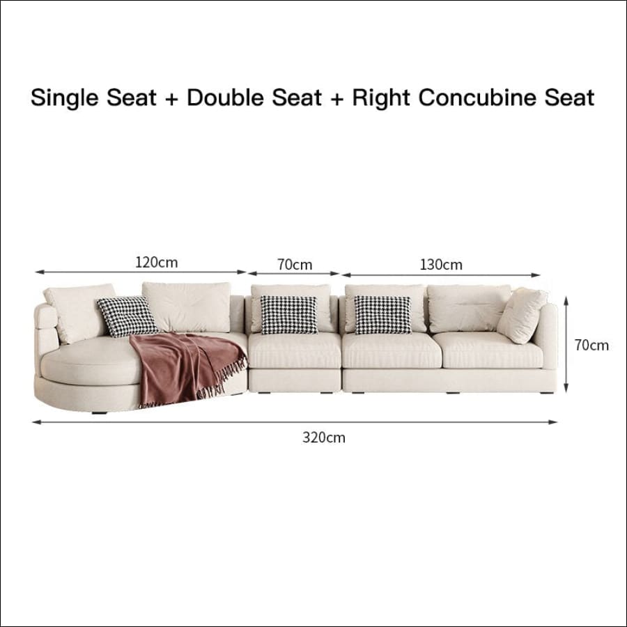 Cream Colored Curved Corner L-Shape Couch - hasugem - large couch - curved couch - united states - with right side curved - three seater and loveseat combined