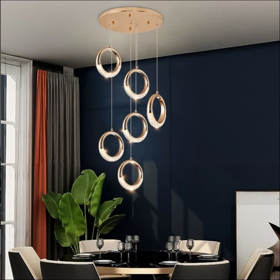 Chandelier - Crystal LED Circular Dangling Hoop Chandelier - hausgem