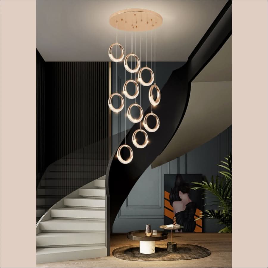 Chandelier - Crystal LED Circular Dangling Hoop Chandelier - hausgem