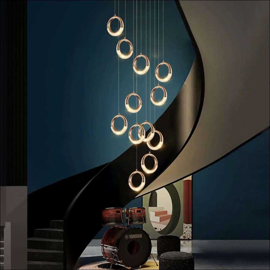 Chandelier - Crystal LED Circular Dangling Hoop Chandelier - hausgem