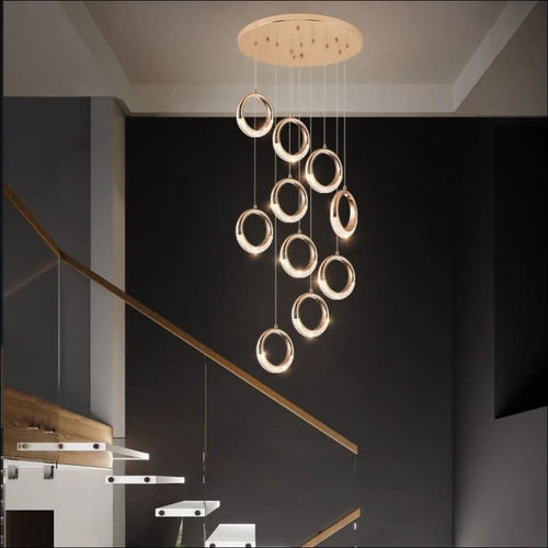 Chandelier - Crystal LED Circular Dangling Hoop Chandelier - hausgem