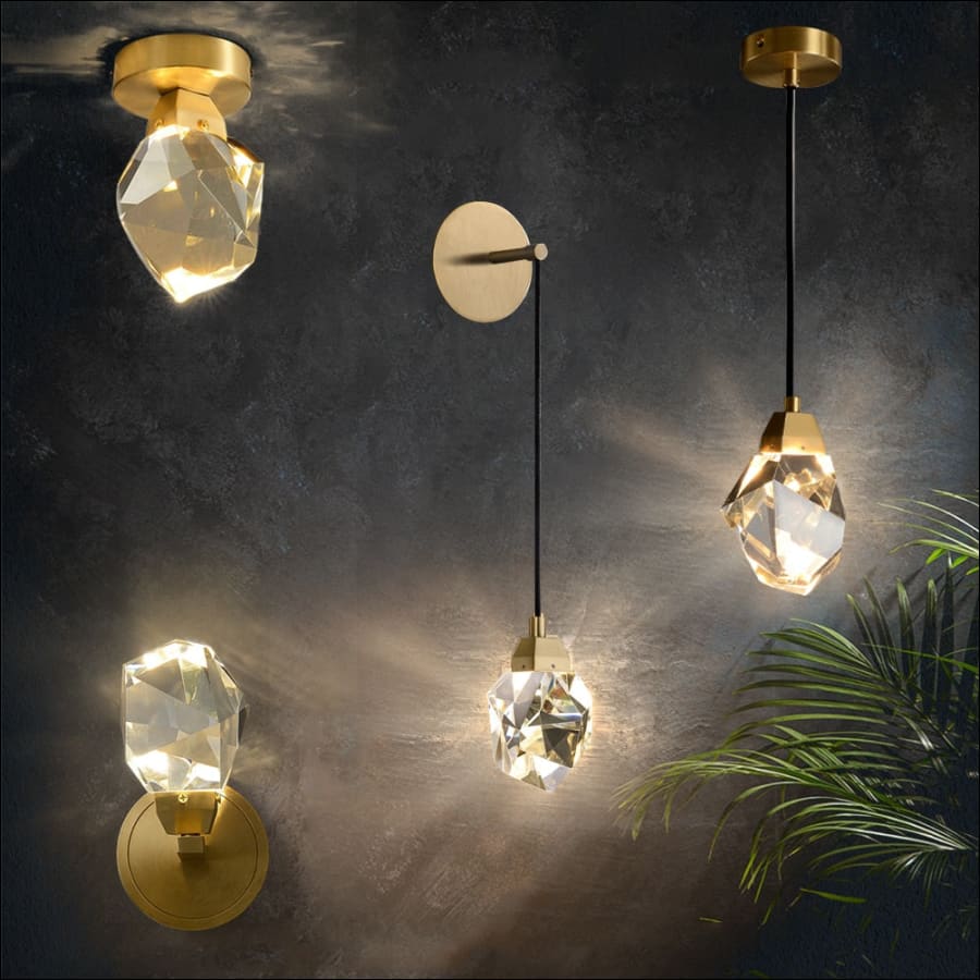 Crystal Gem Wall Scone LED light - Hand blown glass - fancy wall light - hausgem - united states - gold
