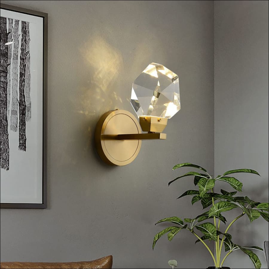 Crystal Gem Wall Scone LED light - Hand blown glass - fancy wall light - hausgem - united states - gold