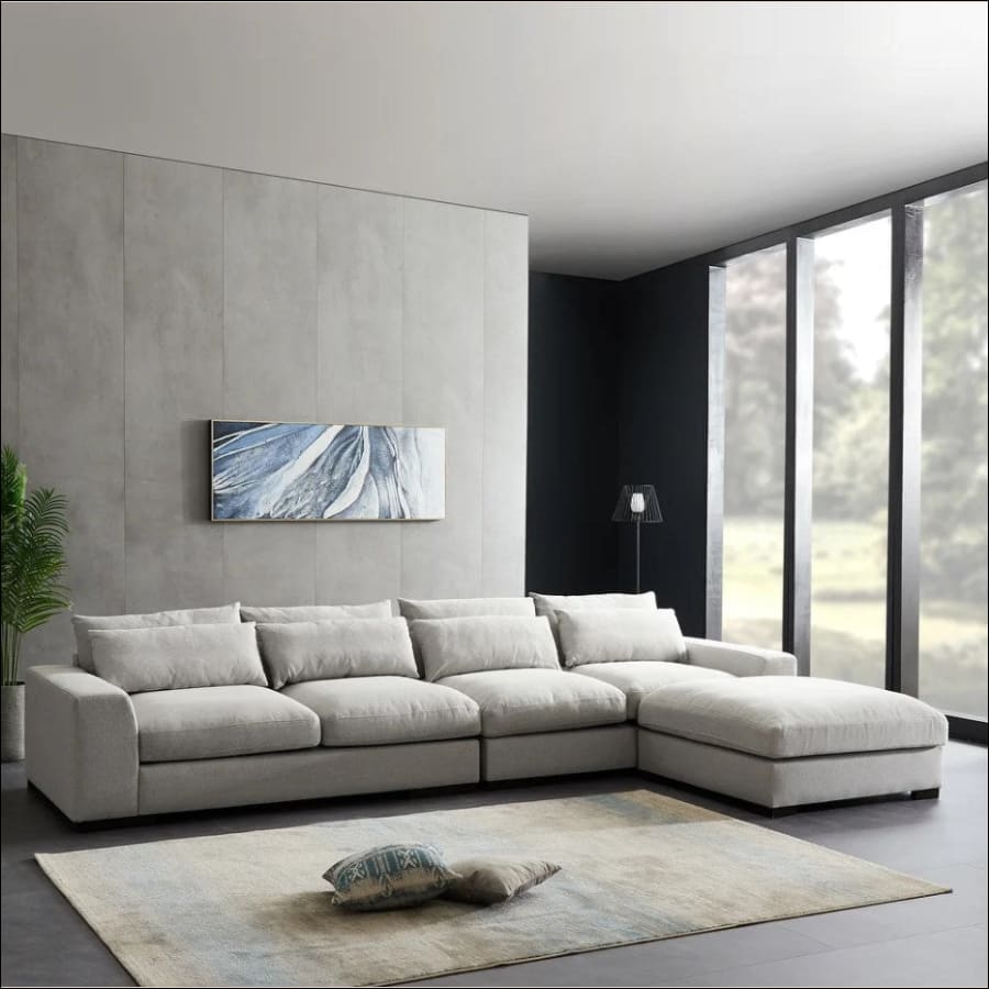 Feather Filled Sectional L-Shaped Sofa Couch with Storage