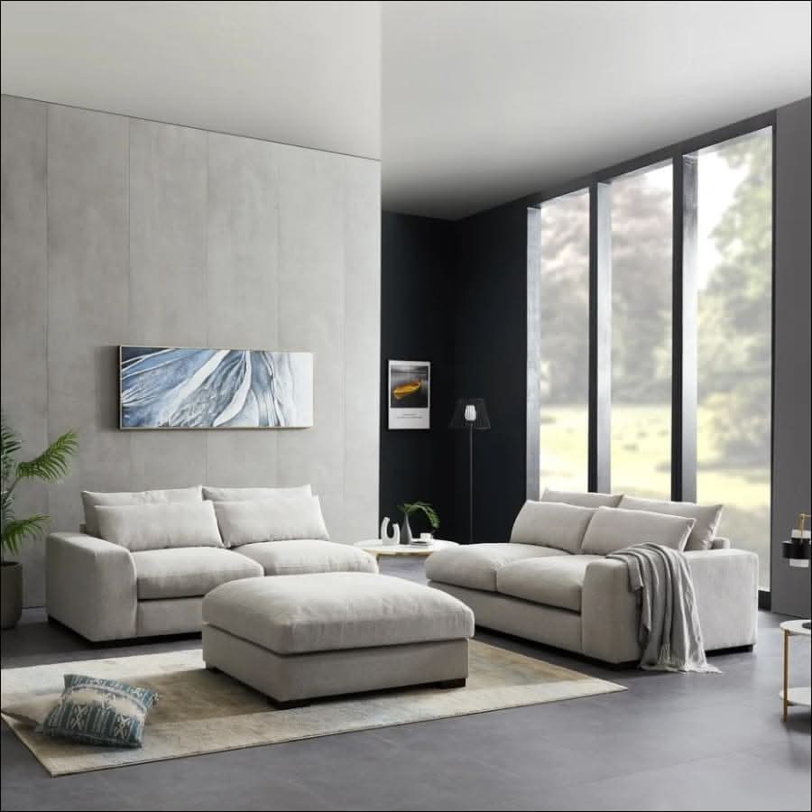 sofa - Feather Filled Sectional L - Shaped Sofa Couch with Storage Ottoman - hausgem