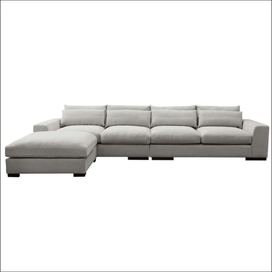 sofa - Feather Filled Sectional L - Shaped Sofa Couch with Storage Ottoman - hausgem
