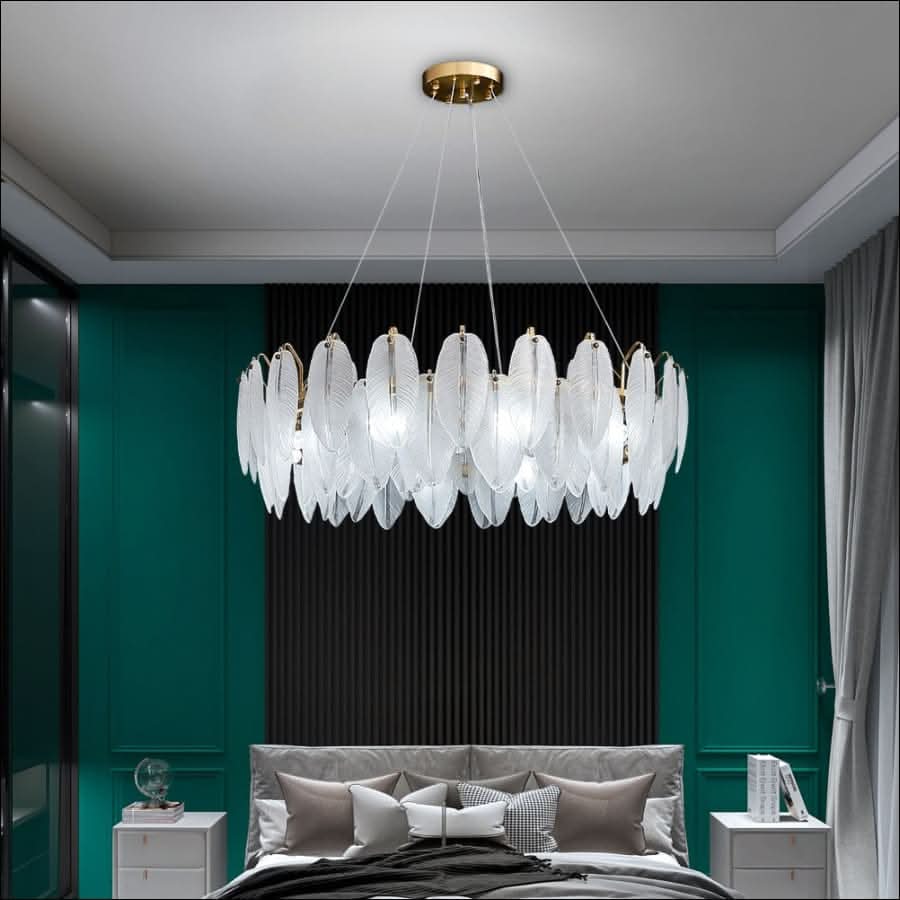 Chandelier - Feathered Glass Chandelier - hausgem
