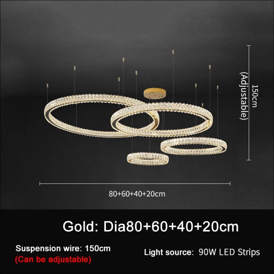 Galactic Ring Crystal Chandelier - gold20x40x60x80 / warm