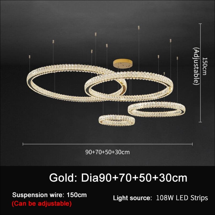 Galactic Ring Crystal Chandelier - gold30x50x70x90 / warm