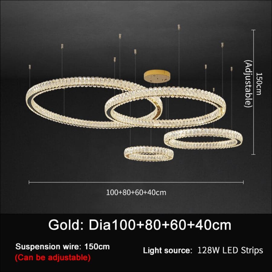 Galactic Ring Crystal Chandelier - gold40x60x80x100 / warm