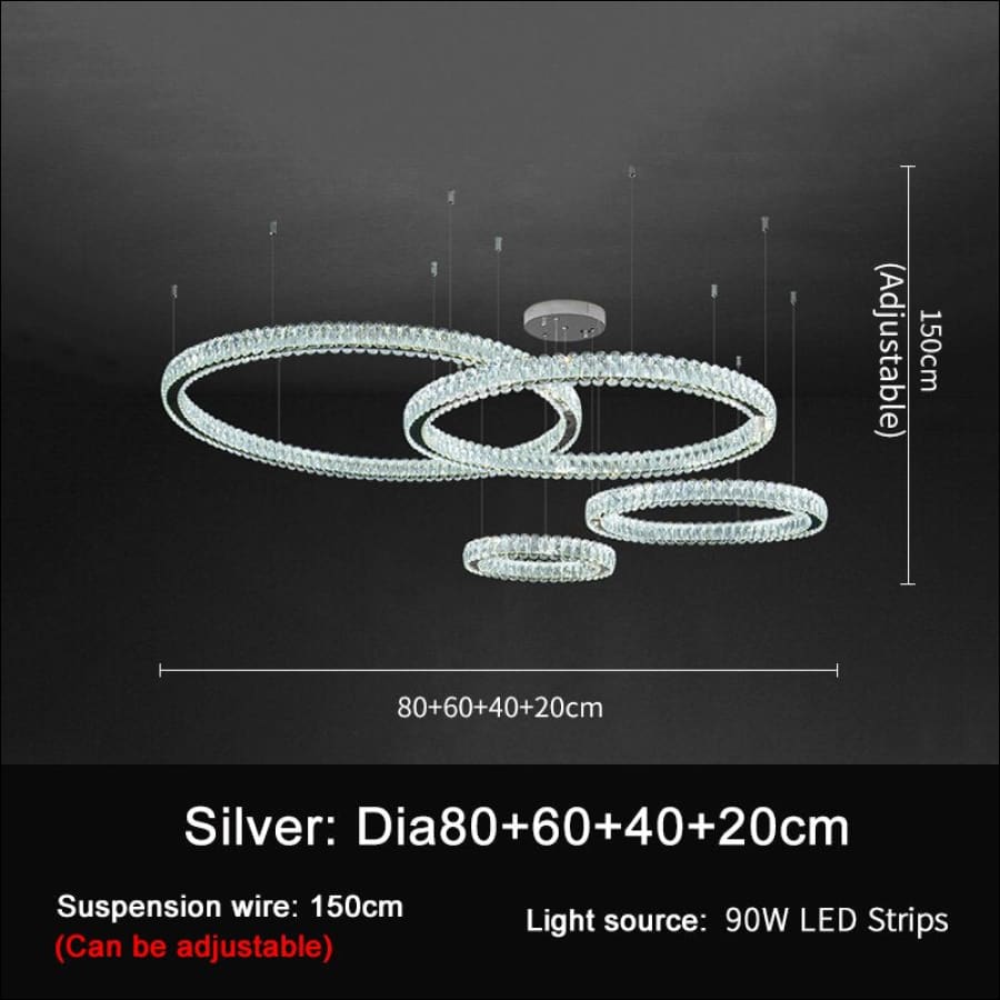Galactic Ring Crystal Chandelier - silver20x40x60x80 / warm