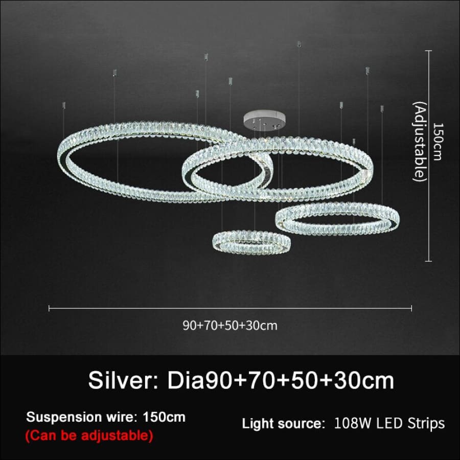Galactic Ring Crystal Chandelier - silver30x50x70x90 / warm