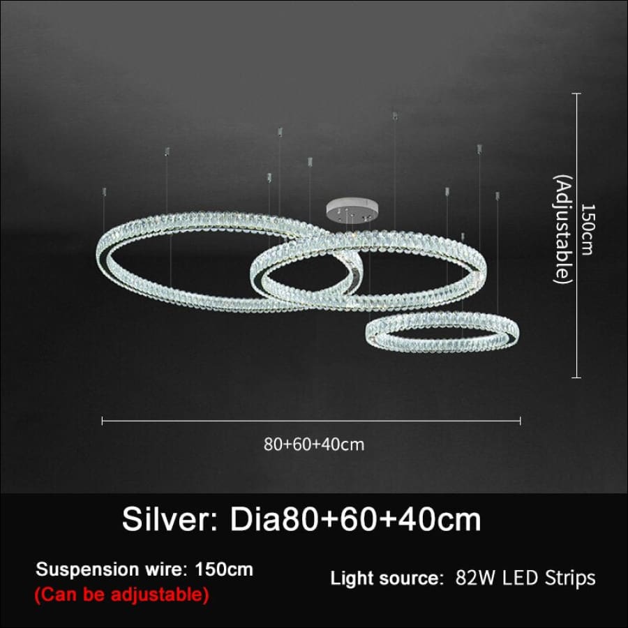 Galactic Ring Crystal Chandelier - silver40x60x80 / warm