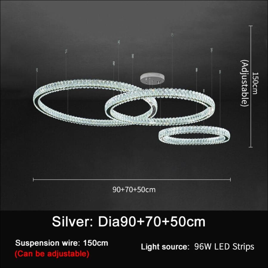 Galactic Ring Crystal Chandelier - silver50x70x90 / warm