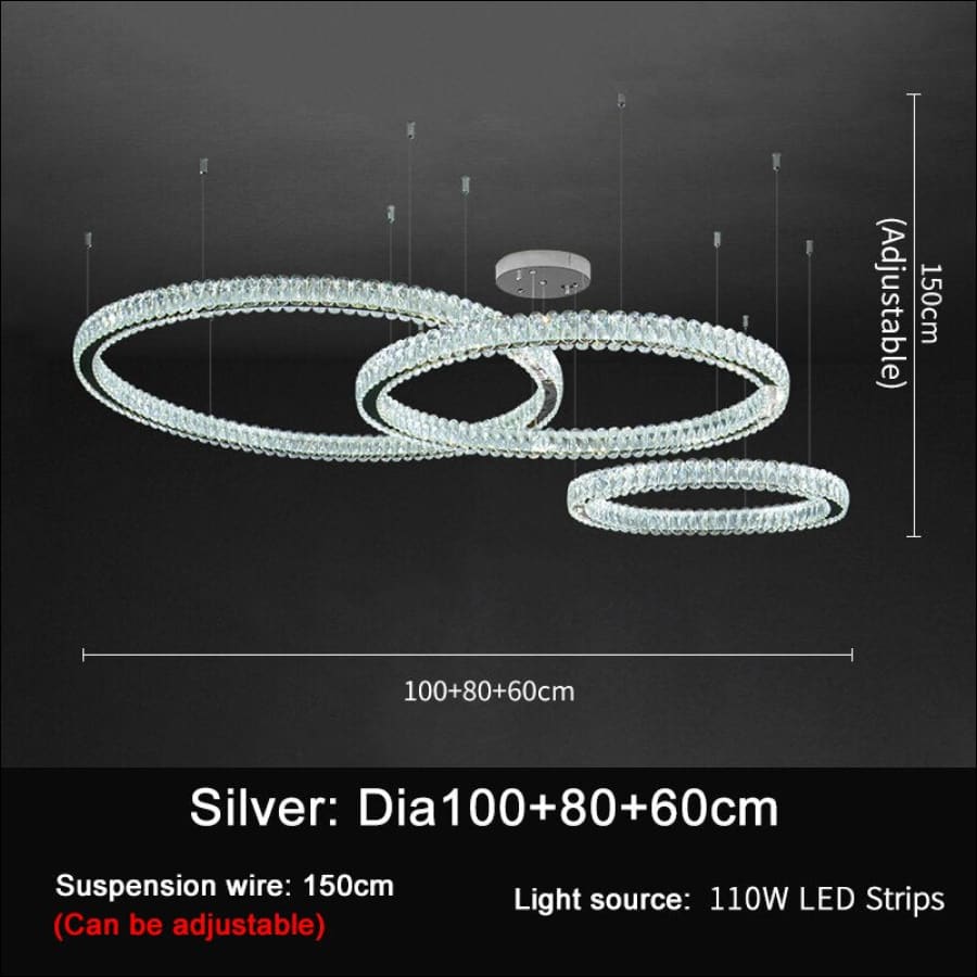 Galactic Ring Crystal Chandelier - silver60x80x100 / warm