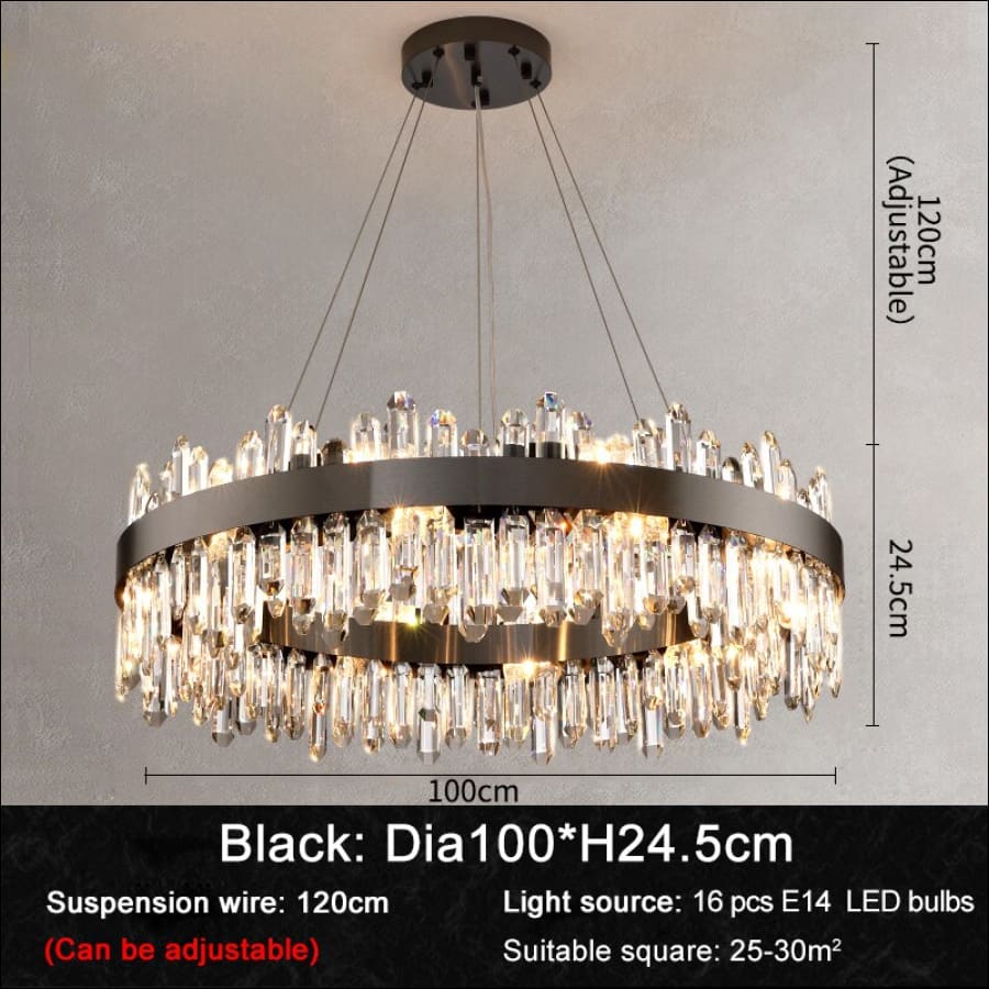 Gleaming Crystal Chandelier - Dia100 black / Not dimmable /