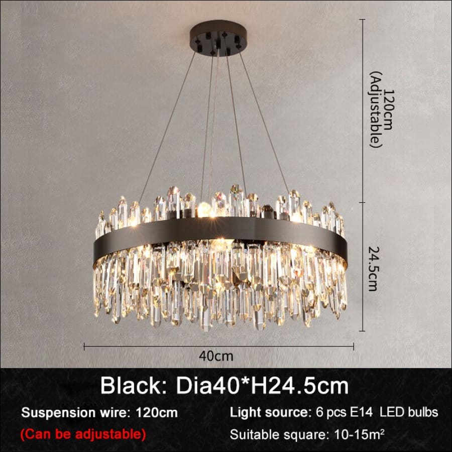 Gleaming Crystal Chandelier - Dia40 black / Not dimmable /
