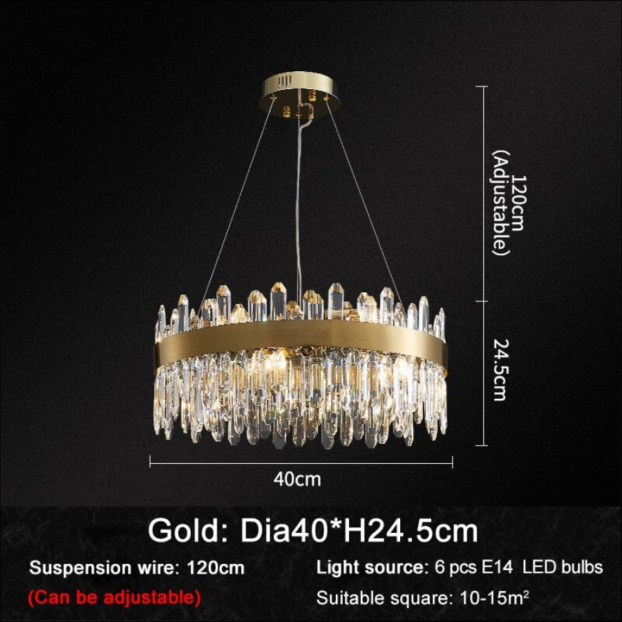 Gleaming Crystal Chandelier - Dia40-gold / Not dimmable /