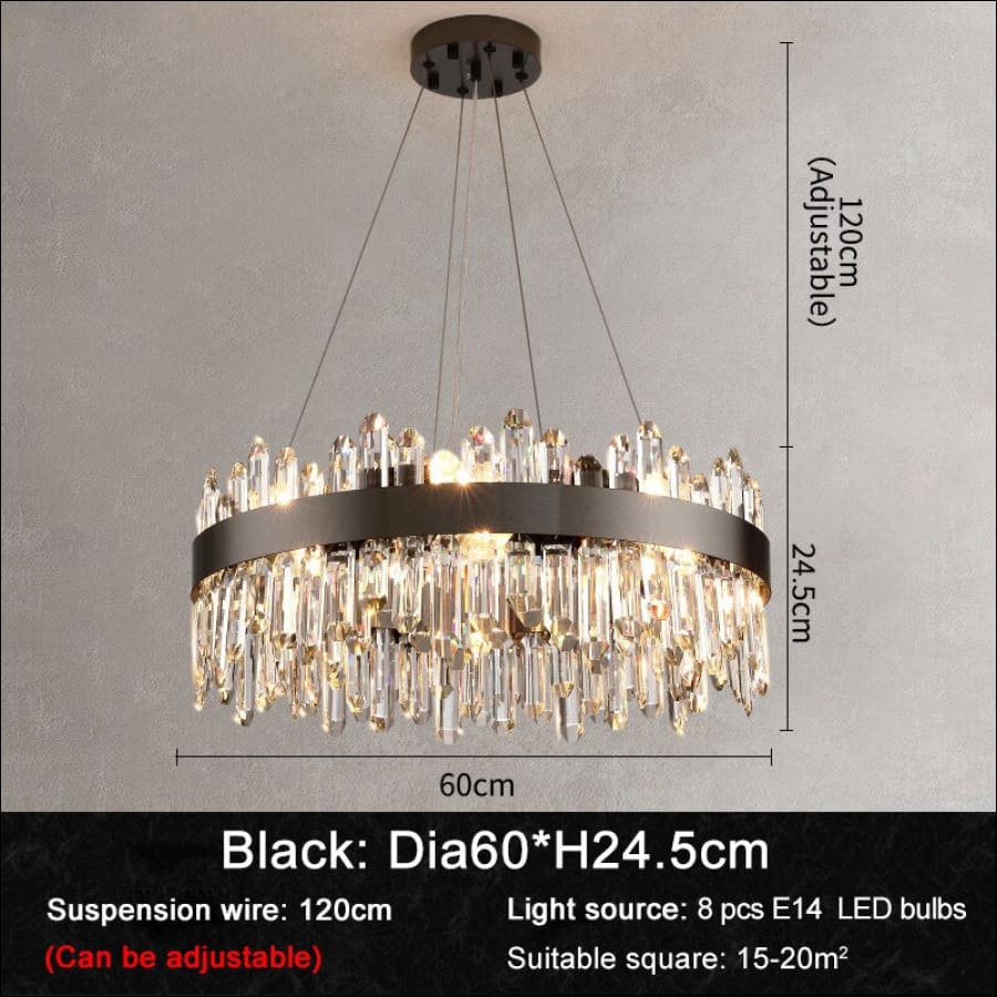 Gleaming Crystal Chandelier - Dia60 black / Not dimmable /