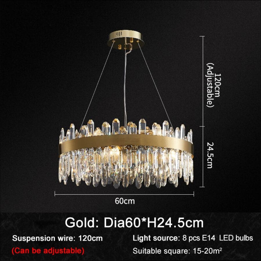 Gleaming Crystal Chandelier - Dia60-gold / Not dimmable /