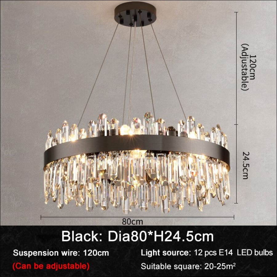 Gleaming Crystal Chandelier - Dia80 black / Not dimmable /