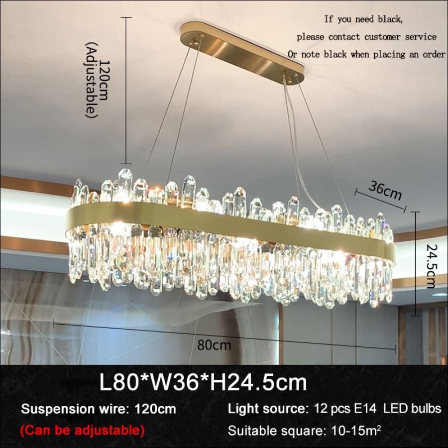 Gleaming Crystal Chandelier - L80W30H24.5cm / Not dimmable /