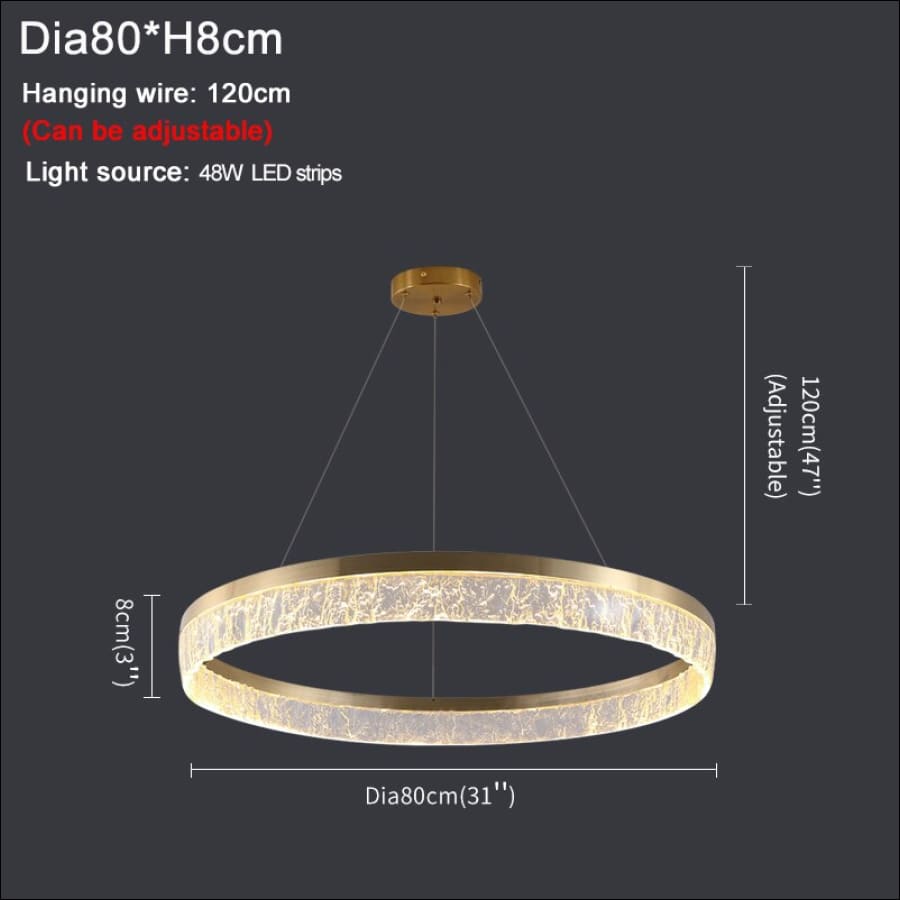 Gold Crystal Circle Chandelier - Dia80H8cm / Warm light