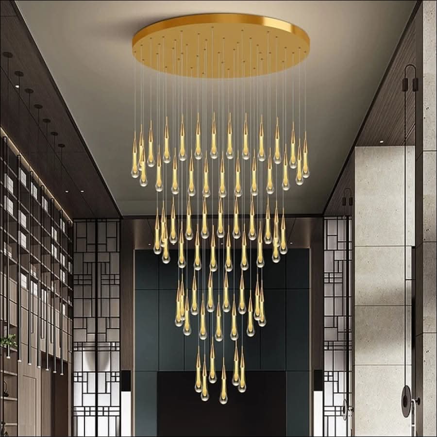 Chandelier - Golden Rain Drop Crystal Chandelier - hausgem