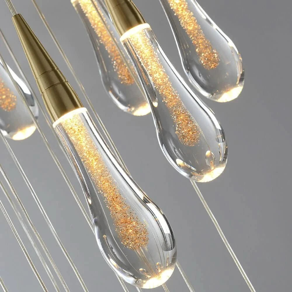 Chandelier - Golden Rain Drop Crystal Chandelier - hausgem