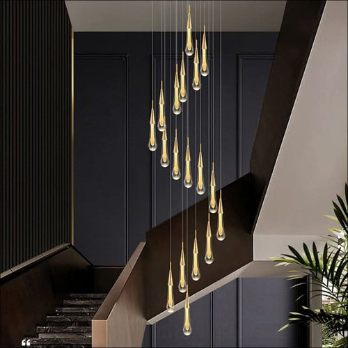 Chandelier - Golden Rain Drop Crystal Chandelier - hausgem