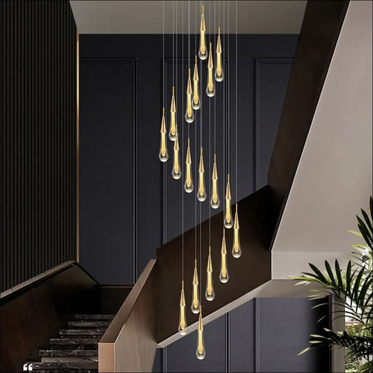 Chandelier - Golden Rain Drop Crystal Chandelier - hausgem