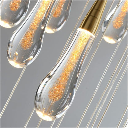 Chandelier - Golden Rain Drop Crystal Chandelier - hausgem