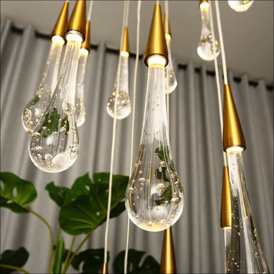 Chandelier - Golden Rain Drop Crystal Chandelier - hausgem