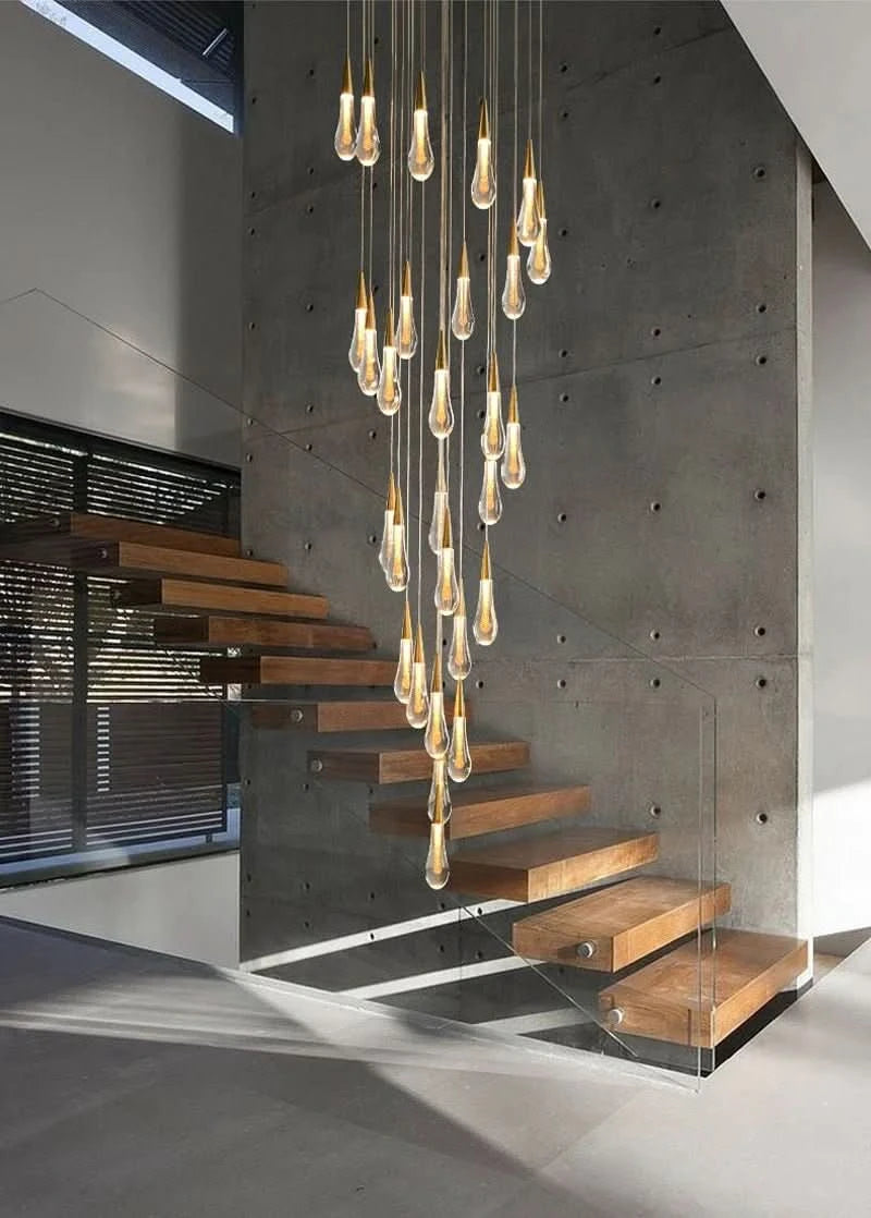 Chandelier - Golden Rain Drop Crystal Chandelier - hausgem