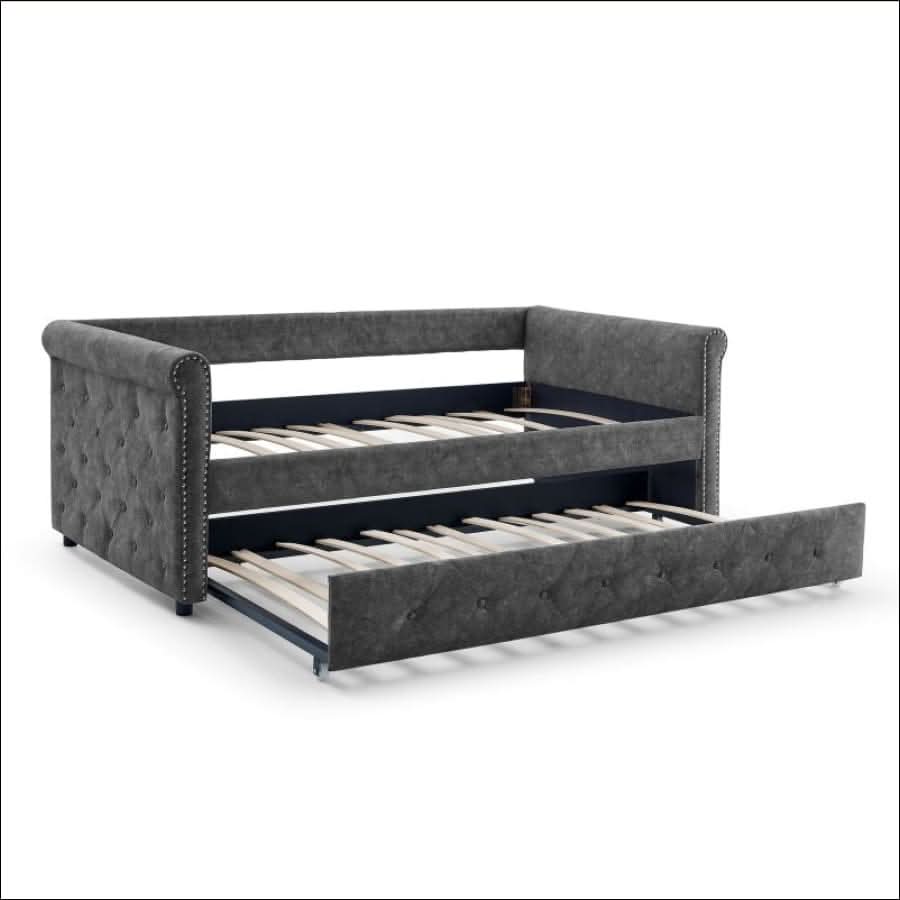 sofa - Grey Trundle Upholstered Tufted Sofa Bed - hausgem