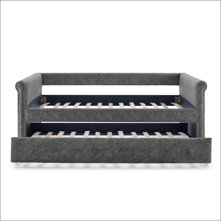 sofa - Grey Trundle Upholstered Tufted Sofa Bed - hausgem