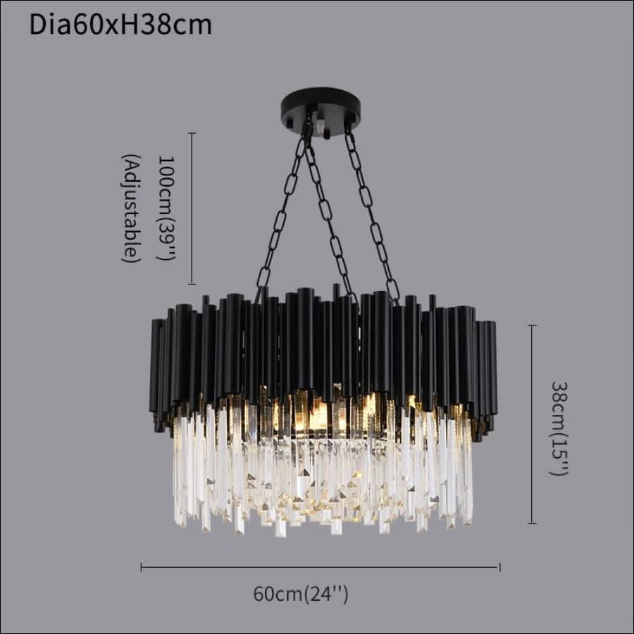 Chandelier - Kayden - Round Black Crystal LED Chandelier - hausgem