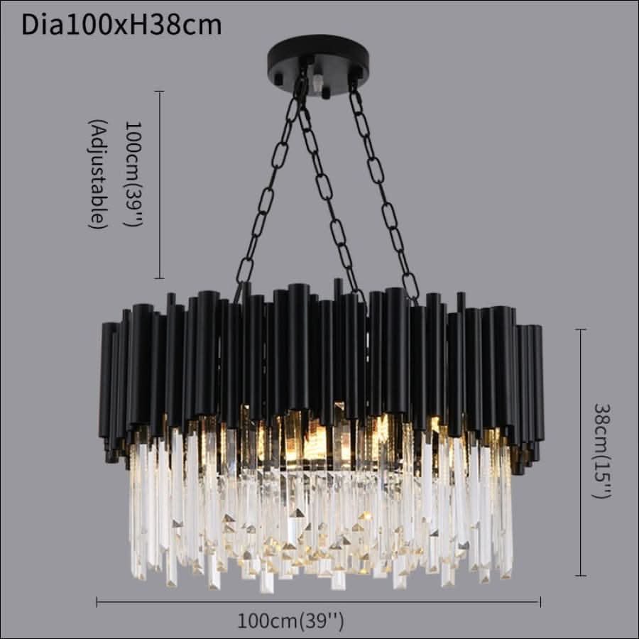 Chandelier - Kayden - Round Black Crystal LED Chandelier - hausgem