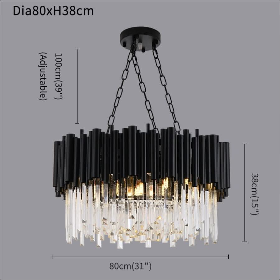 Chandelier - Kayden - Round Black Crystal LED Chandelier - hausgem