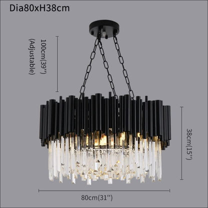 Chandelier - Kayden - Round Black Crystal LED Chandelier - hausgem
