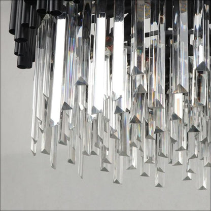 Chandelier - Kayden - Round Black Crystal LED Chandelier - hausgem