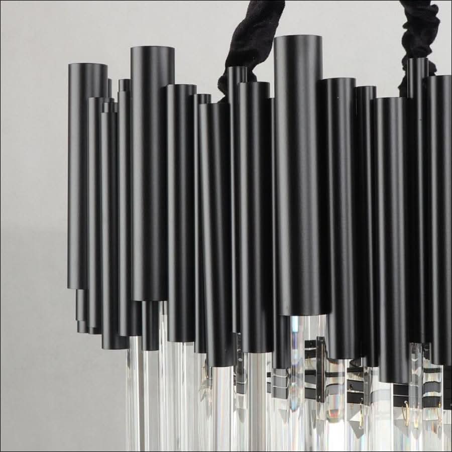 Chandelier - Kayden - Round Black Crystal LED Chandelier - hausgem