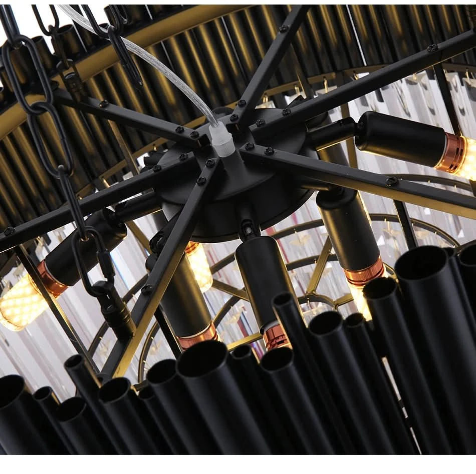 Chandelier - Kayden - Round Black Crystal LED Chandelier - hausgem