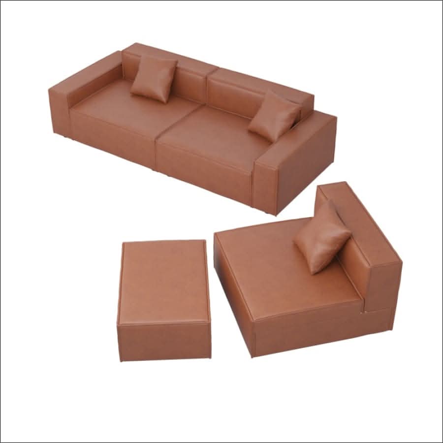  - Large Brown Modular Couch Sofa - hausgem