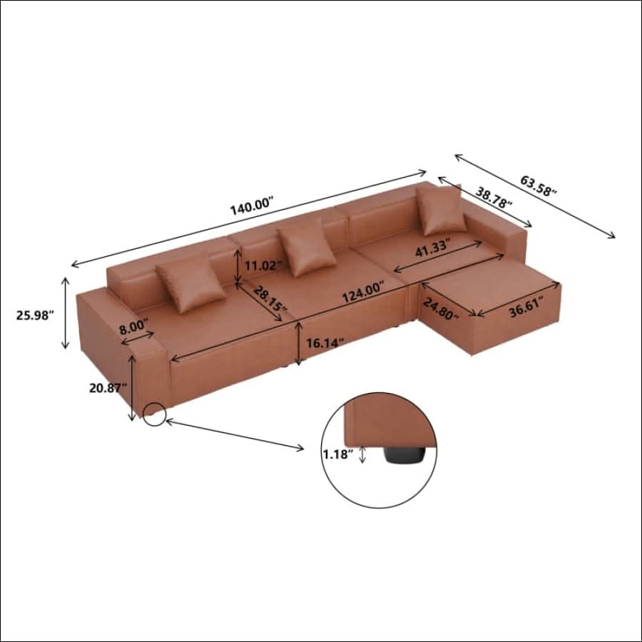  - Large Brown Modular Couch Sofa - hausgem