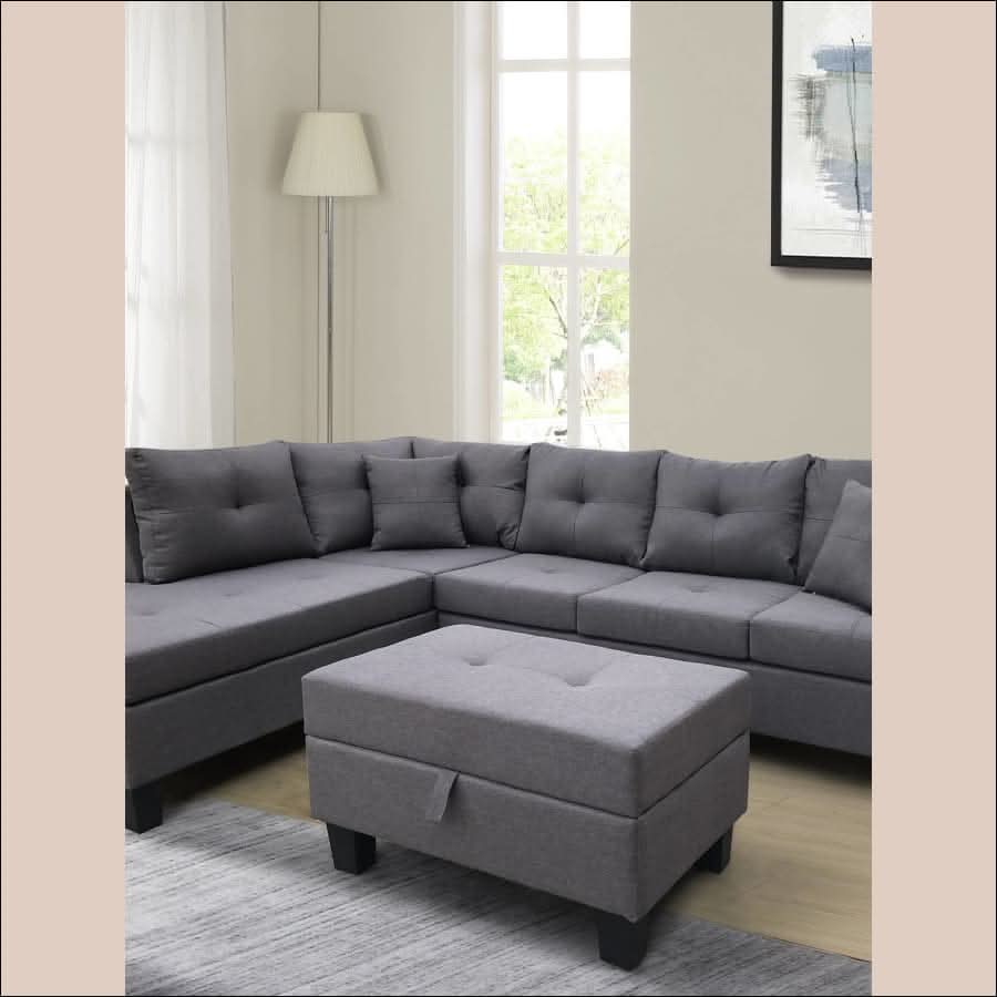 sofa - Living Room Combination Sofa with Armchair and Storage Stool - hausgem