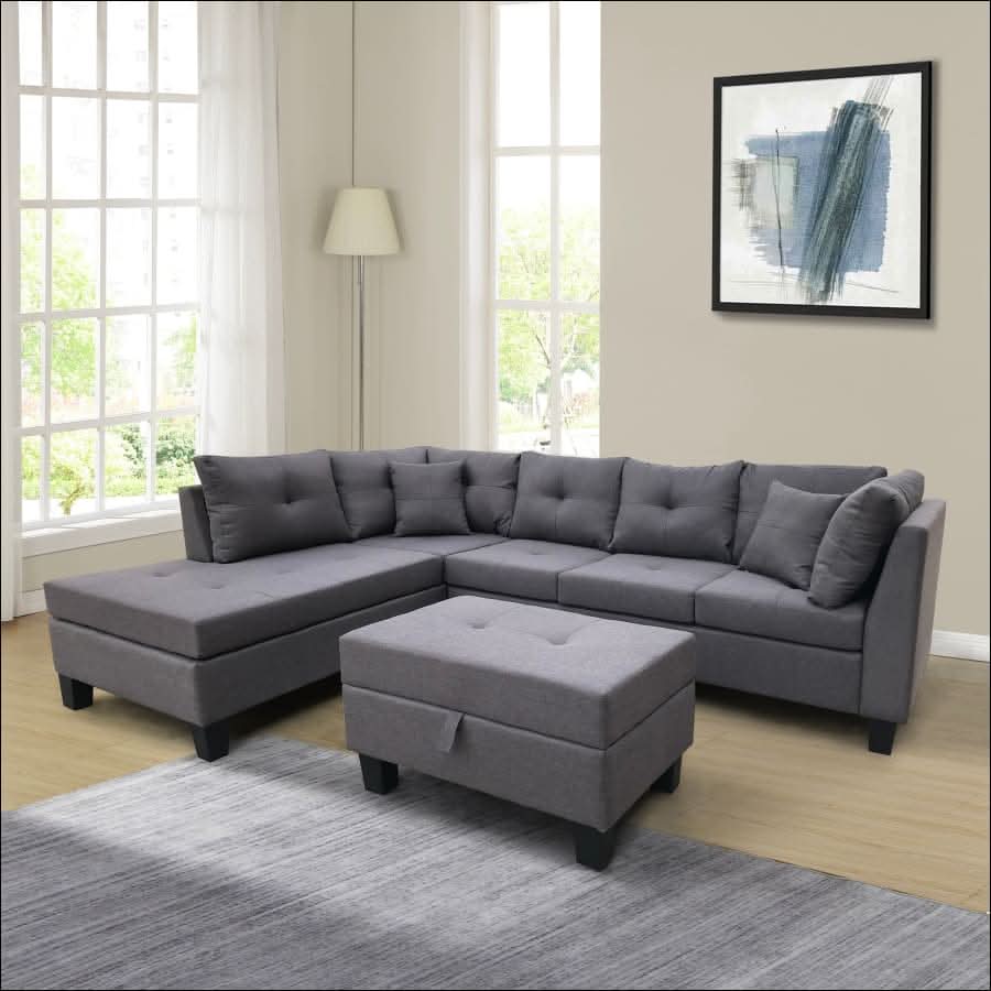 sofa - Living Room Combination Sofa with Armchair and Storage Stool - hausgem