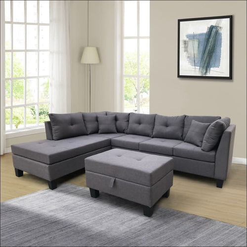 sofa - Living Room Combination Sofa with Armchair and Storage Stool - hausgem