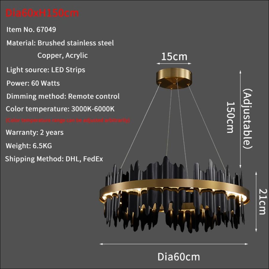Midnight Shadow Chandelier - Dia60cm / Stepless dimming -
